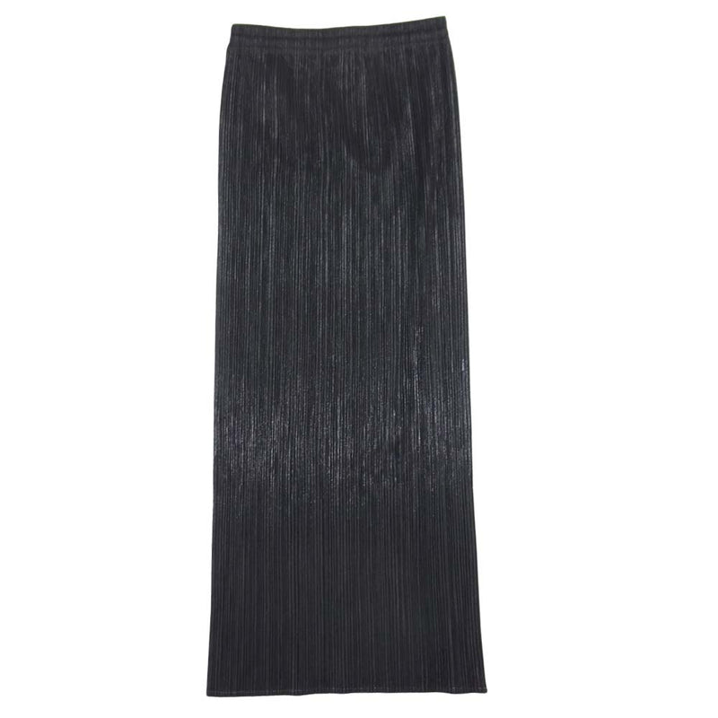 PLEATS PLEASE プリーツプリーズ イッセイミヤケ ISSEY MIYAKE イッセイミヤケ PP78JG413 光沢プリント ロング  タイトスカート ブラック系 2【美品】【中古】