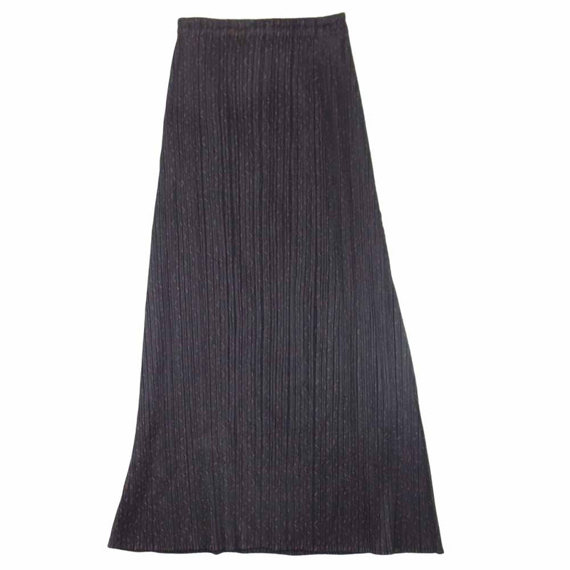 PLEATS PLEASE プリーツプリーズ イッセイミヤケ ISSEY MIYAKE イッセイミヤケ PP94-JG583  ウェーブステッチテキスタイル ロングスカート ブラック系 3【美品】【中古】