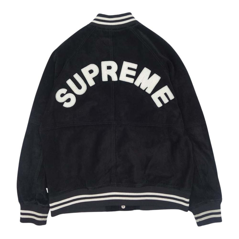 Supreme シュプリーム 17SS Suede Varsity Jacket スエード バーシティ ジャケット ブラック系 L【中古】