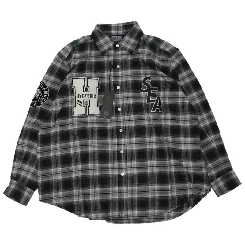 HYSTERIC GLAMOUR ヒステリックグラマー WIND AND SEA WDS-HYS-3-04 CHECK SHIRT ウィンダンシー  チェックシャツ ブラック系 S【新古品】【未使用】【中古】