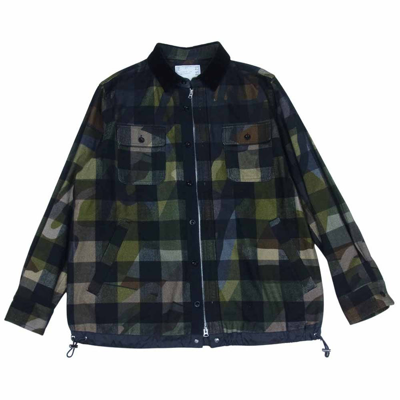 ほぼ未使用 sacai x KAWS Plaid Shirt サカイ カモ ジャケット