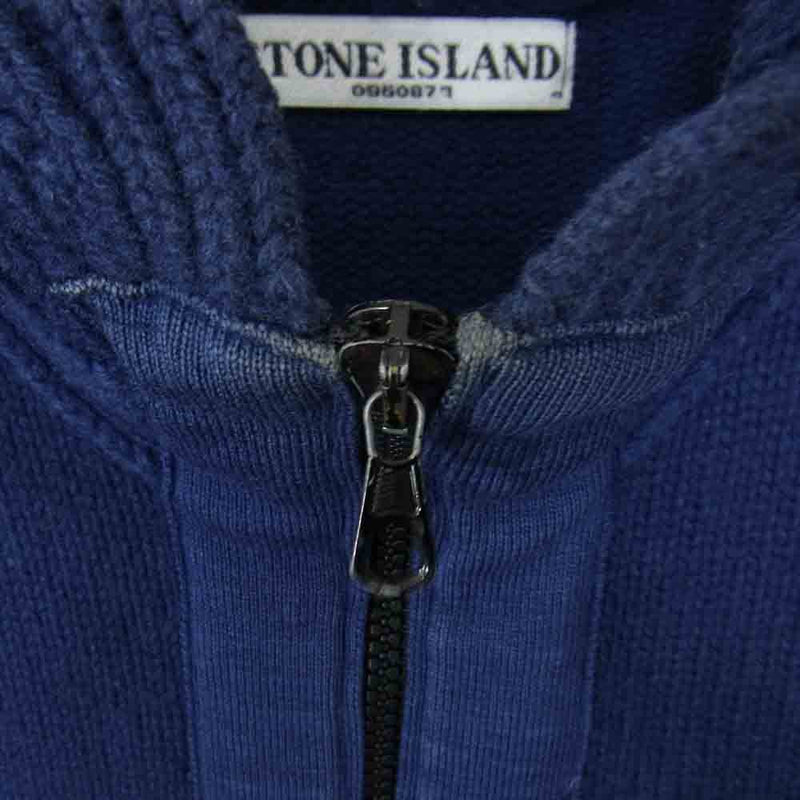 STONE ISLAND ストーンアイランド フルジップ ニット パーカー ネイビー系 L【中古】