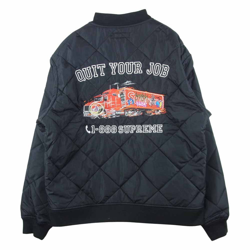 Supreme シュプリーム 21AW Quit Your Job Quilted Work Jacket キルティング ワーク ジャケット  ブラック系 XL【新古品】【未使用】【中古】