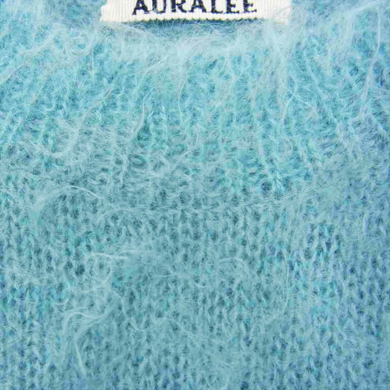 AURALEE オーラリー 21AW A21AP01KM BRUSHED SUPER KID MOHAIR KNIT P/O モヘア ニット  ターコイズ ライトブルー系 3【美品】【中古】