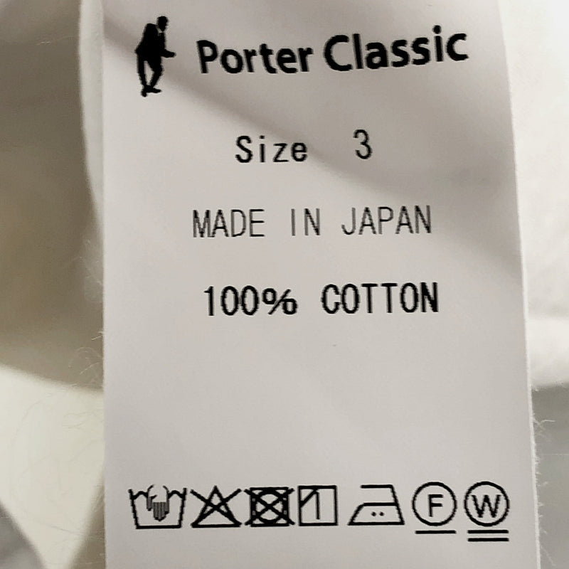 PORTER CLASSIC ポータークラシック 22SS SWISS COTTON WIDE POCKET SHIRT ALUMO FABRIC  160/3 アルモ社スイスコットン ワイドポケット ラウンドカラー 長袖 シャツ ホワイト系 3【中古】