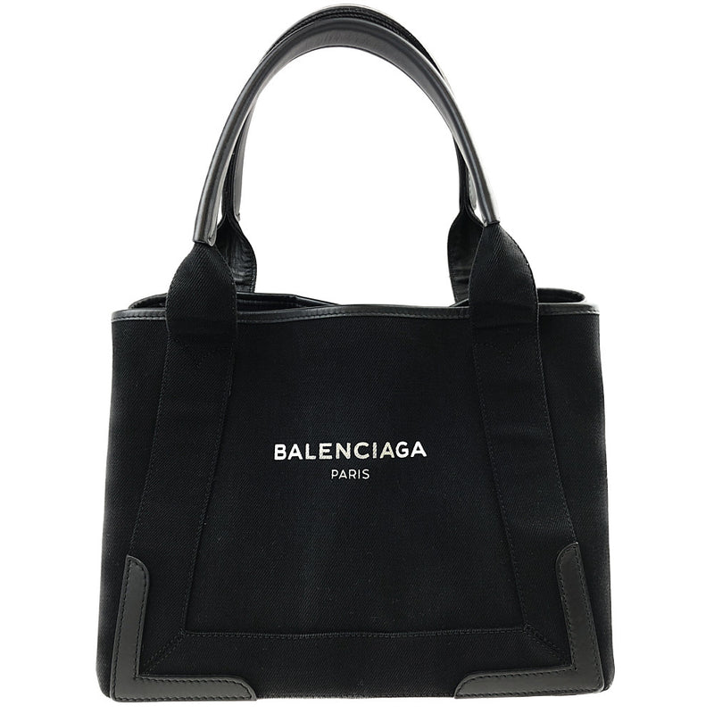 BALENCIAGA バレンシアガ 339933 CABAS カバス スモール キャンバス レザー ハンド バッグ ブラック系【中古】