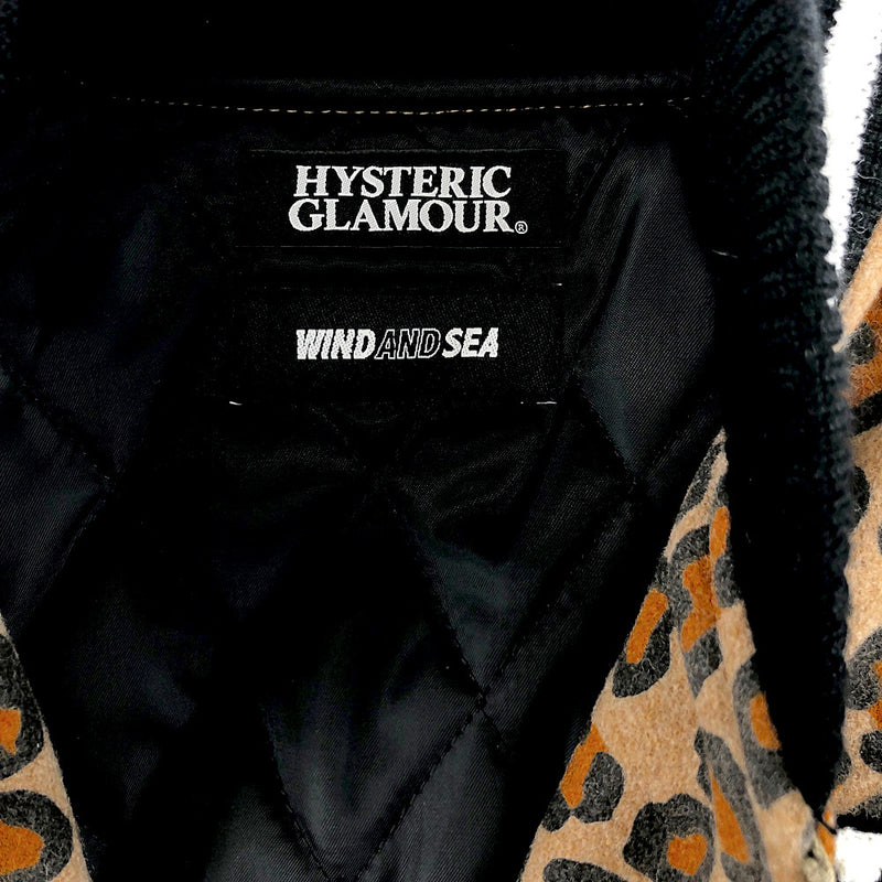 HYSTERIC GLAMOUR ヒステリックグラマー × WIND AND SEA ウィンダンシー 20AW WDS-HYS-2-01  STADIUM JUMPER LEOPARD レオパード レザー切替 スタジアム ジャンパー ブルゾン スタジャン バーシティジャケット ヒョウ柄系 