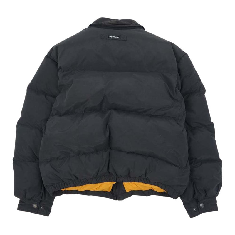 Supreme シュプリーム 19AW Leather Collar Puffy Jacket レザー カラー パフィー ジャケット ブラック系  M【中古】