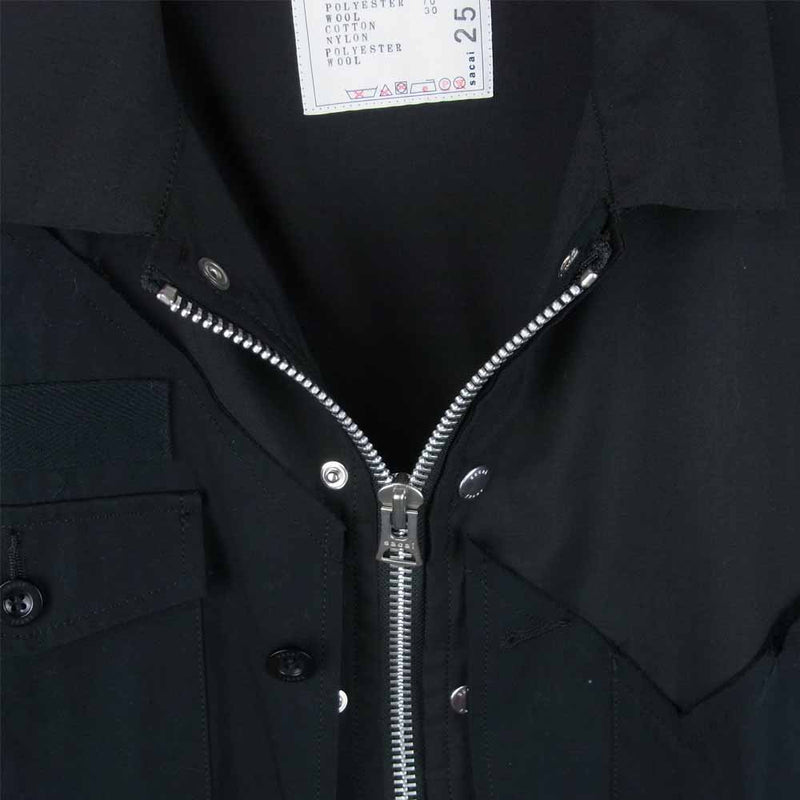 Sacai サカイ 21SS 21-02522M Solid Mix Blouson Hank Willias Thomas ソリッド ミックス  ブルゾン ジャケット ブラック系 2【中古】