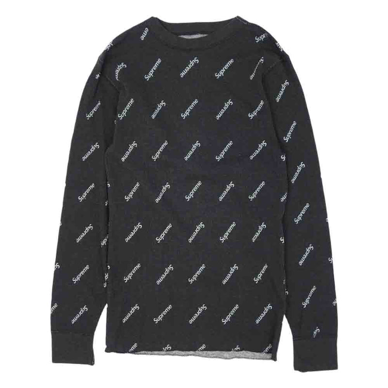 Supreme シュプリーム 20AW Hanes Thermal Crew ヘインズ サーマル ワッフル ロゴ 総柄 クルーネック ダークグレー系  M【中古】