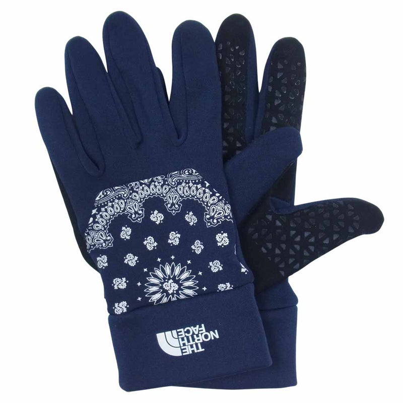 Supreme シュプリーム 14AW NN61444 × THE NORTH FACE ノースフェイス BANDANA ETIP GLOVE  バンダナ グローブ 手袋 ネイビー系 M【中古】