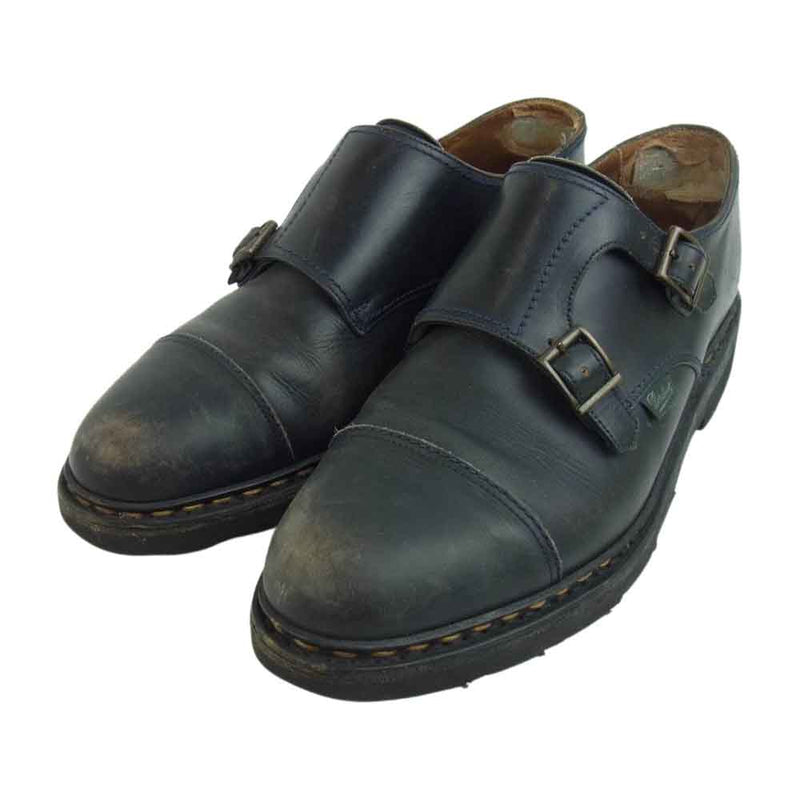 Paraboot パラブーツ WILLIAM ダブルモンク レザー ビジネス シューズ ネイビー系 7.5【中古】