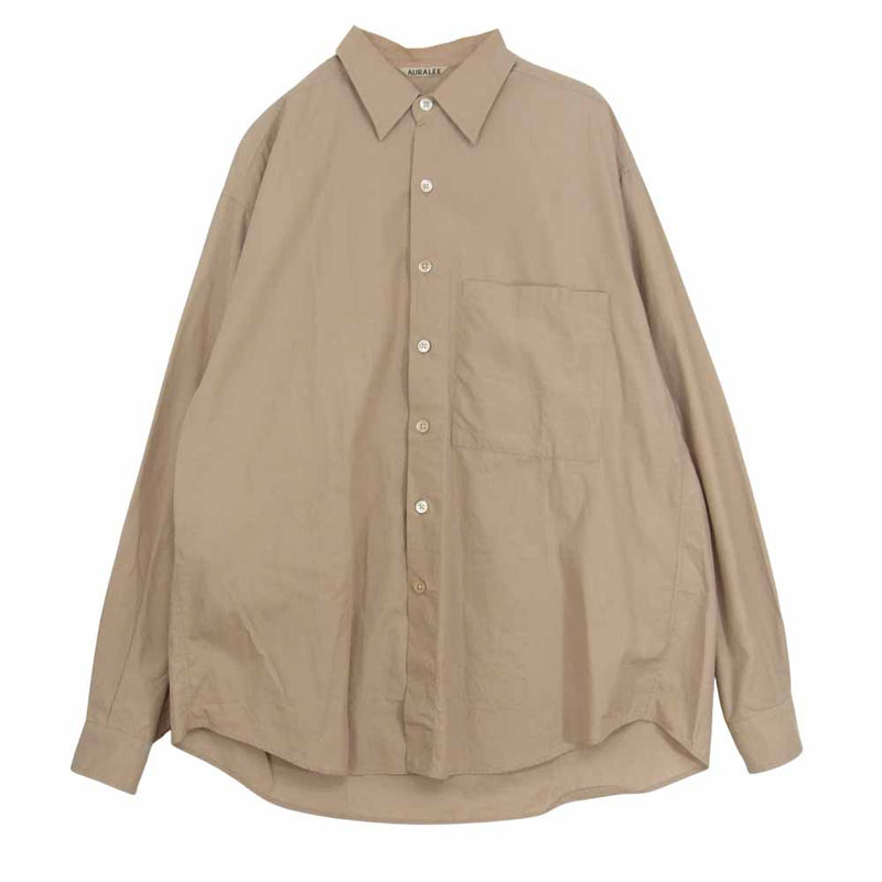 AURALEE オーラリー 19AW A9AS02TN WASHED FINX TWILL BIG SHIRTS ウォッシュドフィンクス ツイル  ビッグ シャツ ベージュ系 3【中古】