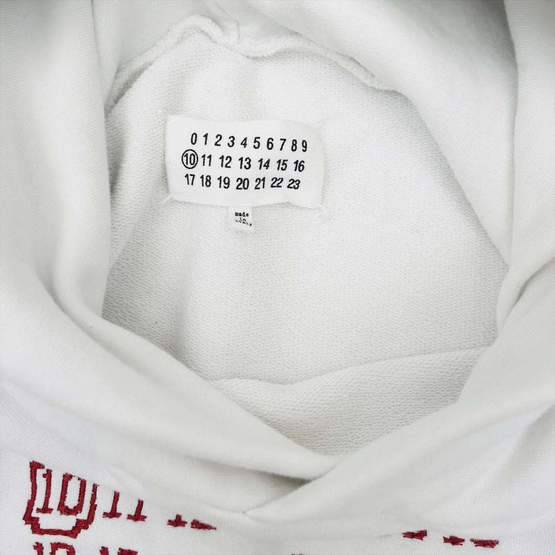 MAISON MARGIELA メゾンマルジェラ 10ライン マルジェラジャパンタグ 21SS S50GU0163 Numbers Logo  カレンダーロゴ刺繍 プルオーバー パーカー ホワイト系 44【美品】【中古】