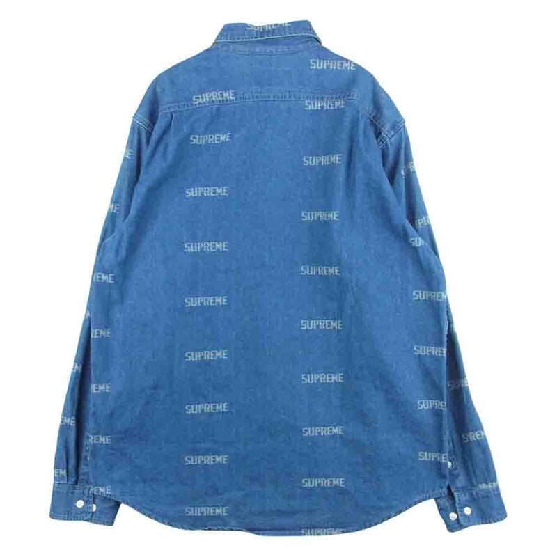 ご注意ください SUPREME 19SS Logo Denim Shirt Blue XL - 通販