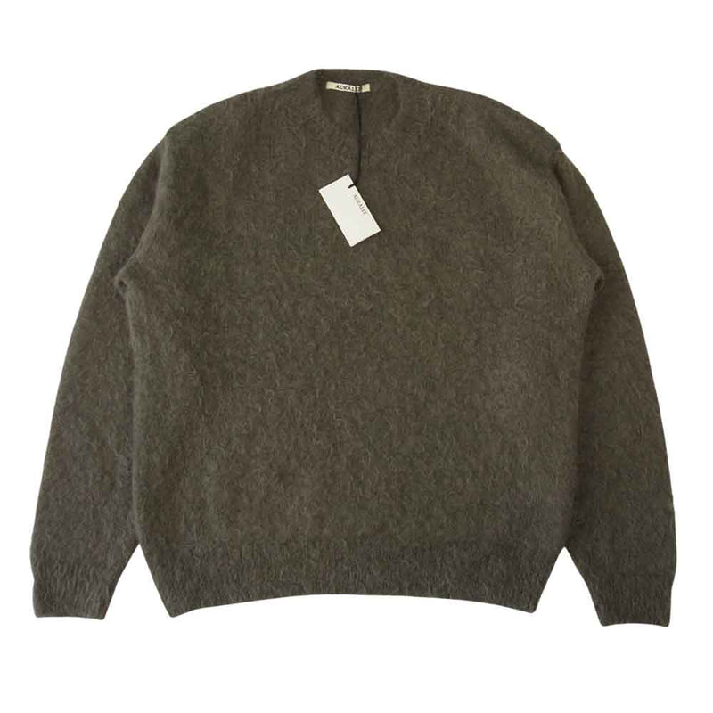 AURALEE オーラリー 21AW A21AP01KM BRUSHED SUPER KID MOHAIR KNIT P/O ローゲージ モヘア  ニット グレー系 3【新古品】【未使用】【中古】