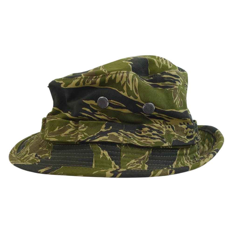 The REAL McCOY'S ザリアルマッコイズ TIGER CAMOUFLAGE BOONIE HAT カモワッペン付き ブーニー ハット  グリーン系 カモ柄 73/8【中古】