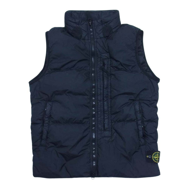 STONE ISLAND ストーンアイランド 国内正規品 7315G0123 CRINKLE REPS DOWN GILET クリンクル ロゴワッペン  フード収納 スタンドカラー ダウンベスト ブラック系 M【中古】