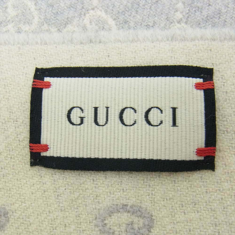 GUCCI グッチ GG柄 ウール マフラー グレー系【中古】