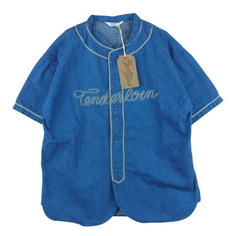 特価ブログ  青 シャンブレー インディゴ デニム シャツ 半袖 ベースボール テンダーロイン シャツ