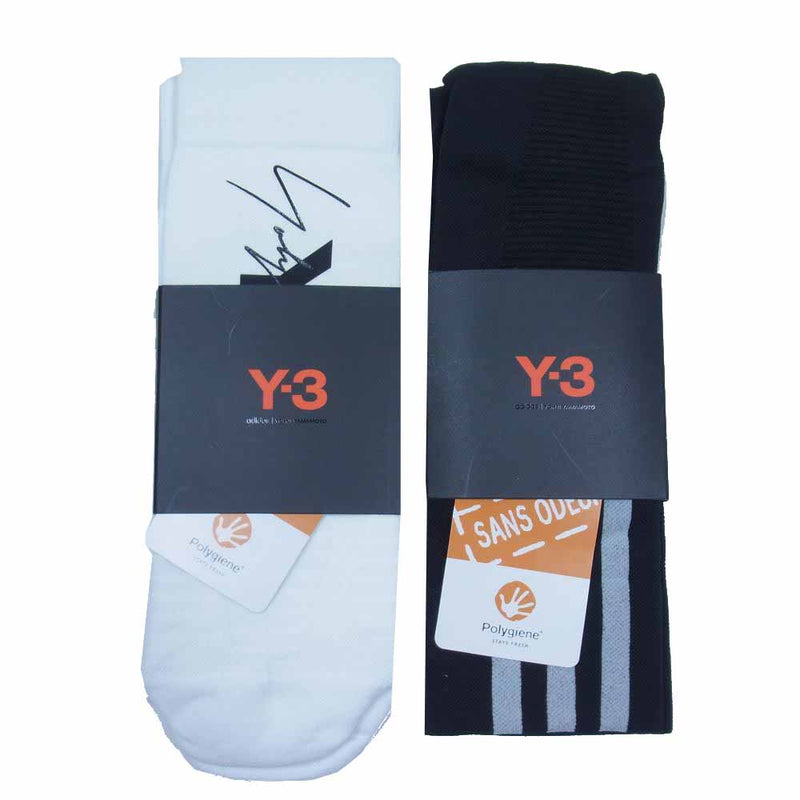 Yohji Yamamoto ヨウジヤマモト Y-3 ワイスリー TECH SOCK テック ロゴ ライン ソックス 靴下 2足セット  28-30【新古品】【未使用】【中古】