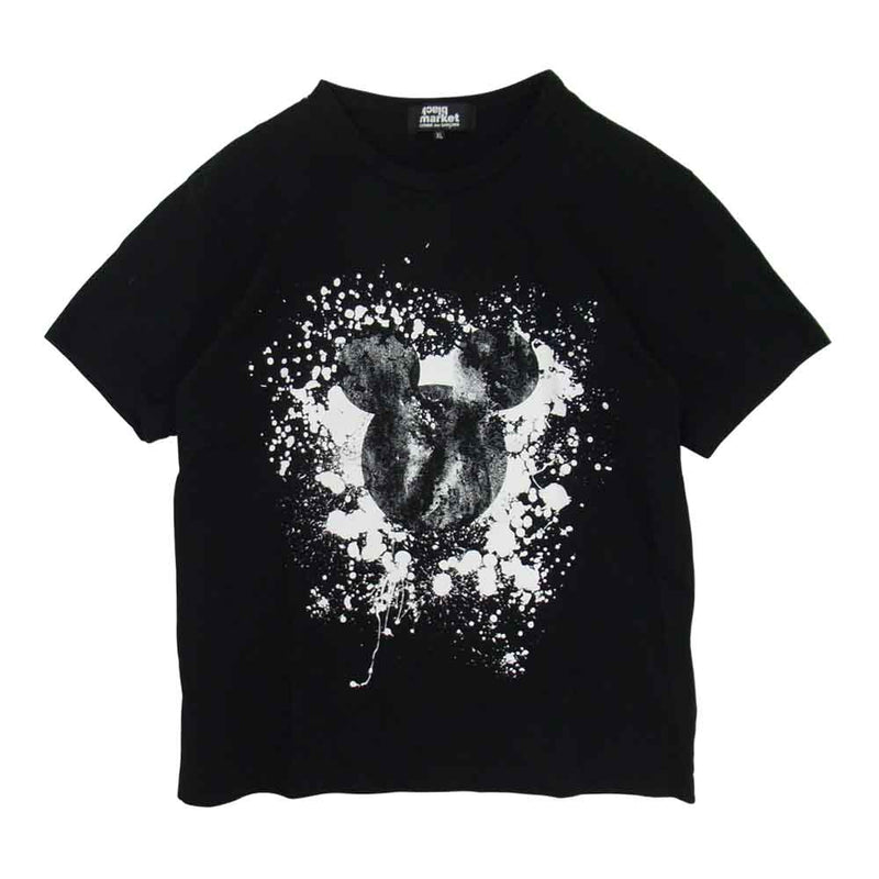 COMME des GARCONS コムデギャルソン Disney 19AW OD-T010 BLACK MARKET ブラックマーケット ディズニー  ミッキーマウス グラフィック Tシャツ ブラック系 XL【美品】【中古】