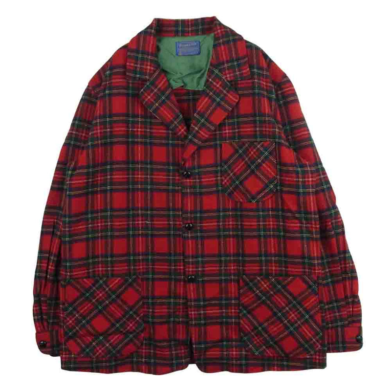 PENDLETON ペンドルトン ヴィンテージ 70s USA製 ウール チェック柄 テーラード ジャケット レッド系 L【中古】