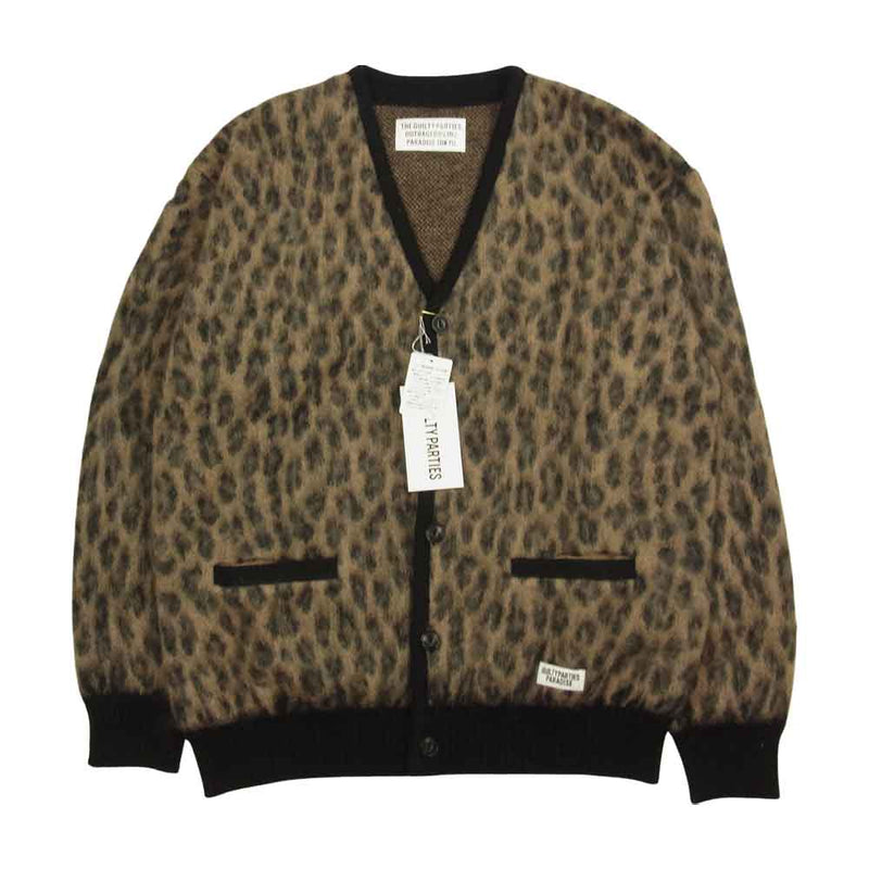 WACKO MARIA ワコマリア 22SS-WMK-KN06 LEOPARD MOHAIR CARDIGAN TYPE 1 レオパード モヘア  カーディガン ブラウン系 S【新古品】【未使用】【中古】