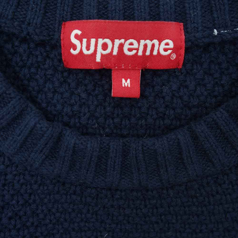 Supreme シュプリーム 20AW Textured Small Box Sweater テクスチュアード スモール ボックス ロゴ セーター  ネイビー系 M【美品】【中古】