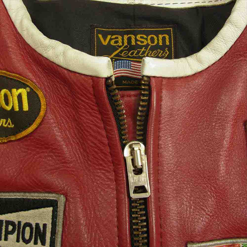 VANSON バンソン USA製 TALON ZIP STAR ワンスター レザー ライダース ジャケット ブラック系 46【中古】