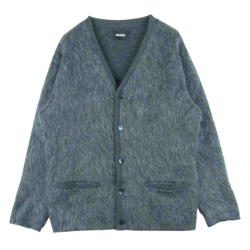 MASSES マシス MOHAIR CARDIGAN モヘア カーディガン ウール ナイロン 日本製 グレー系 M【美品】【中古】