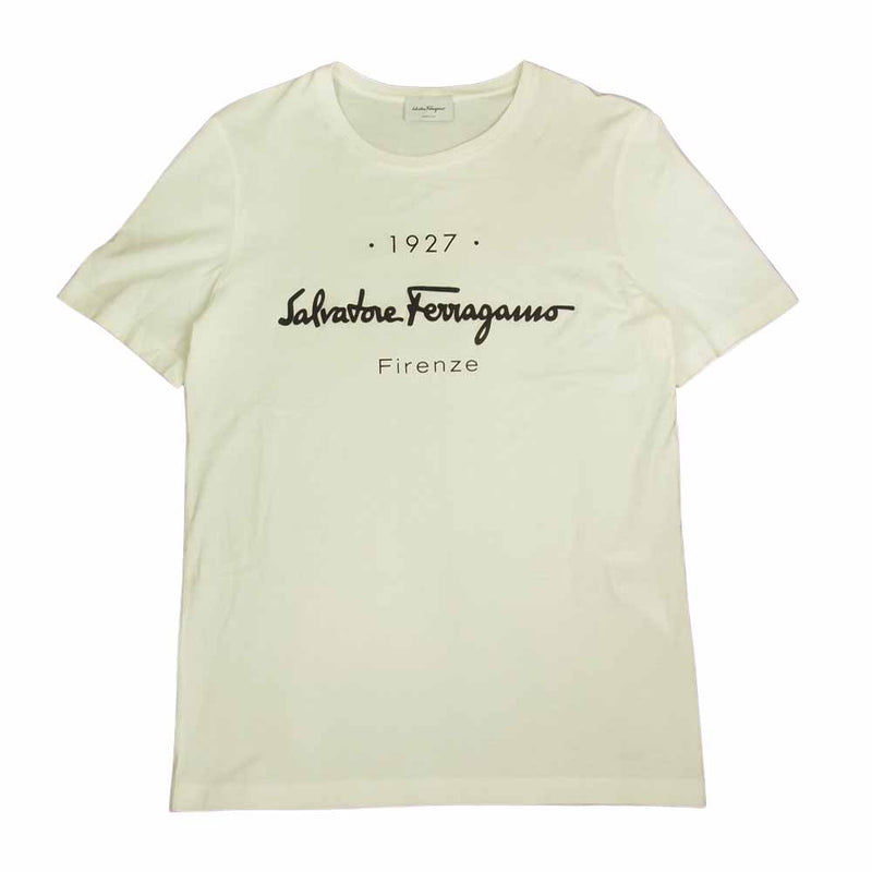 Salvatore Ferragamo サルヴァトーレフェラガモ 国内正規品 50123 Firenze ロゴ Tシャツ ホワイト系 S【中古】