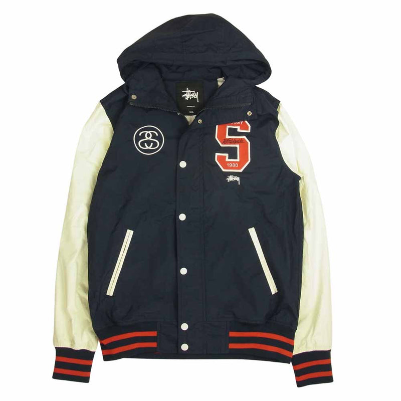 STUSSY ステューシー ワッペン ナイロン フード スタジャン ブルゾン