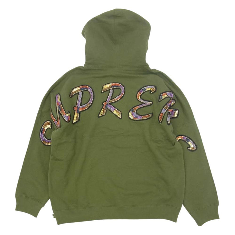 Supreme シュプリーム 22SS Beaded Hooded Sweatshirt ビーディド フーデッド スウェットシャツ パーカー  オリーブ系 M【新古品】【未使用】【中古】