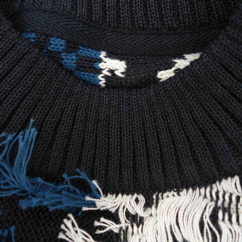 Sacai サカイ 22SS 22-02749Ｍ Rug Jacquard Knit Pullover ラグ ジャカード ニット プルオーバー  ブラック系 マルチカラー系 ２【新古品】【未使用】【中古】