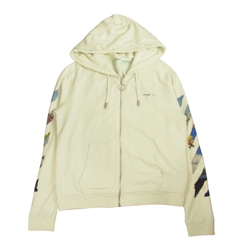 OFF-WHITE オフホワイト 19SS 0MBE001R190030120288 DIAG COLORED ARROW ZIP HOODIE  ジップ フーディ パーカー ベージュ系 L【中古】