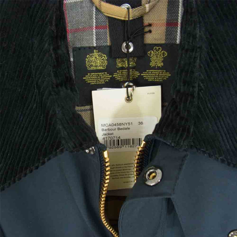 Barbour バブアー BEAMS PLUS ビームスプラス 別注 Bedale Jacket ビデイル ジャケット ネイビー系  36【極上美品】【中古】