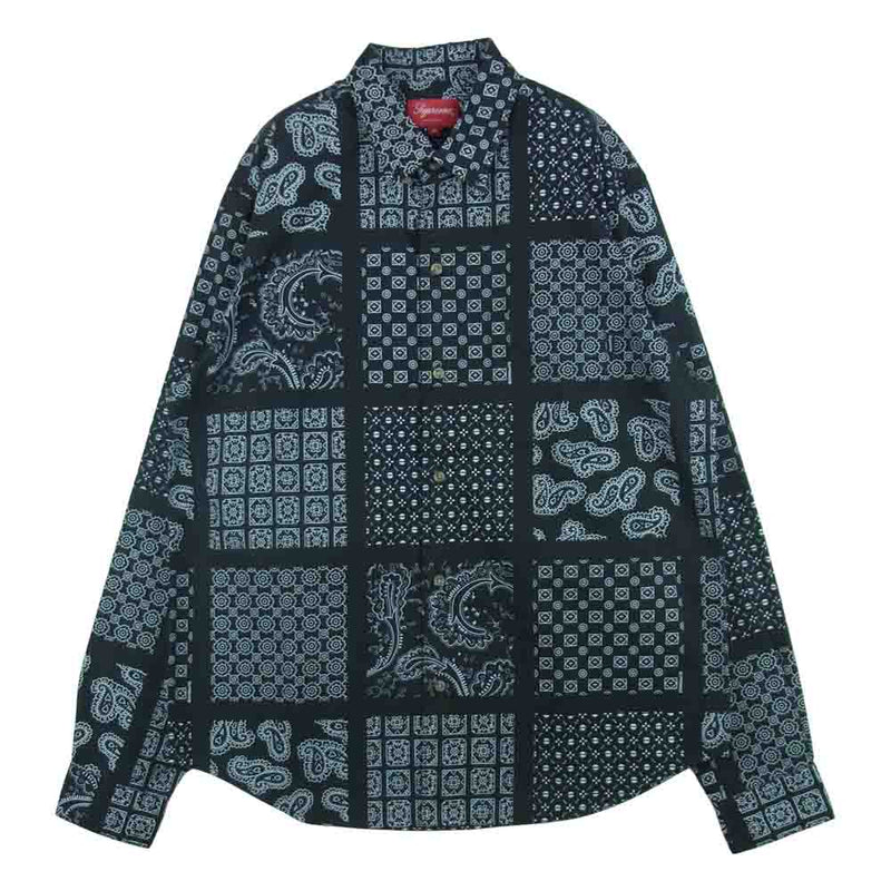 M 黒 Supreme Paisley Grid Shirt ペイズリー シャツ www ...