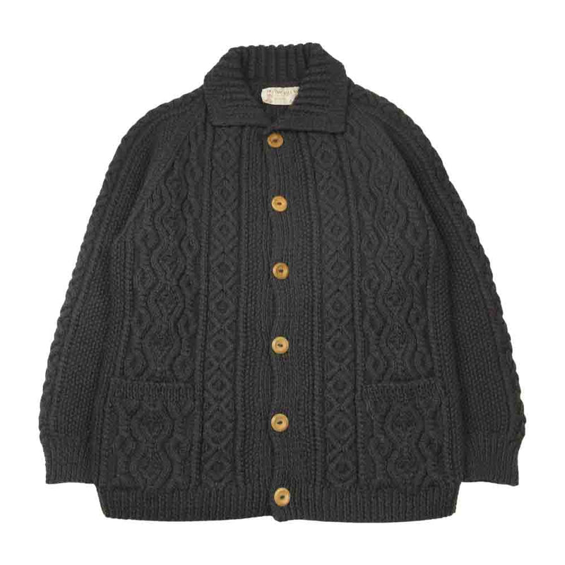 INVERALLAN インバーアラン 茶タグ 3a Lumber Cardigan ランバー カーディガン ハンドニット アラン 襟付き カーディガン  ネイビー系【中古】