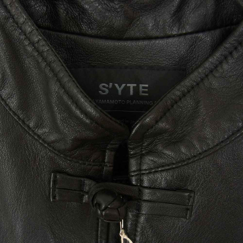 Yohji Yamamoto ヨウジヤマモト S'YTE UM-J53-701 Sheepskin Leather Washed China  Jacket シープスキン レザー ウォッシュド チャイナ ジャケット ブラック系 3【新古品】【未使用】【中古】