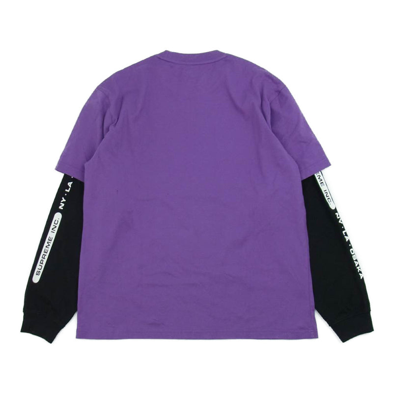 Supreme シュプリーム 21SS Paneled L/S Top ロングスリーブ Tシャツ カットソー パープル系 S【中古】