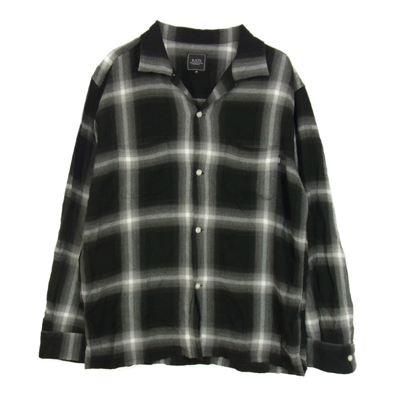 RATS ラッツ 21AW 21'RS-0805 RAYON OMBRE CHECK SHIRT レーヨン オンブレ チェック 長袖 シャツ  ブラック系 M【中古】