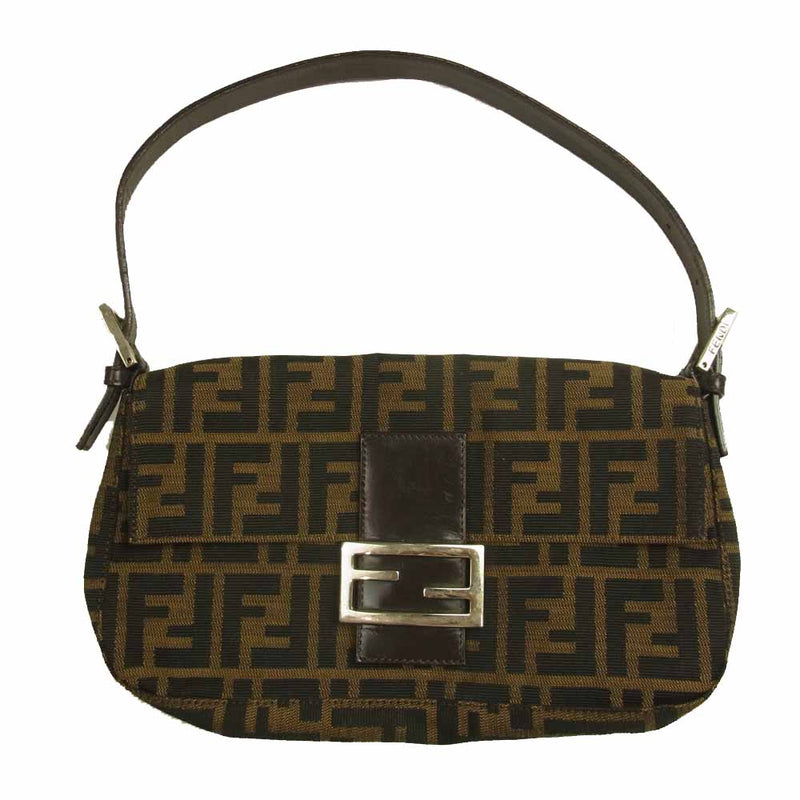 FENDI フェンディ ズッカ マンマ バケット フラップ ハンド バッグ ブラウン系【中古】