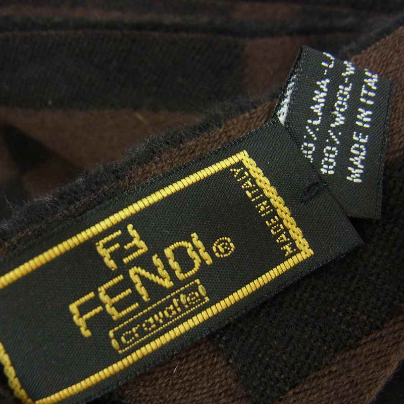 FENDI フェンディ ズッカ柄 ウールマフラー ブラウン系【中古】