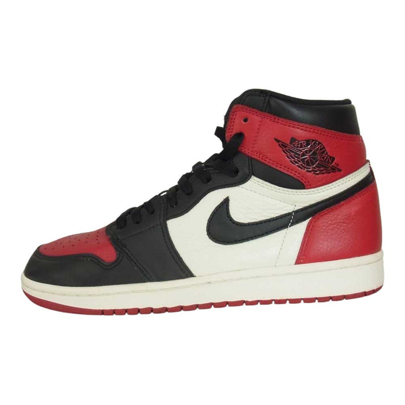 NIKE ナイキ 555088-610 18年製 AIR JORDAN 1 RETRO HIGH OG BRED US9 エアジョーダン1 レトロ  ハイ スニーカー レッド レッド系 27cm【中古】