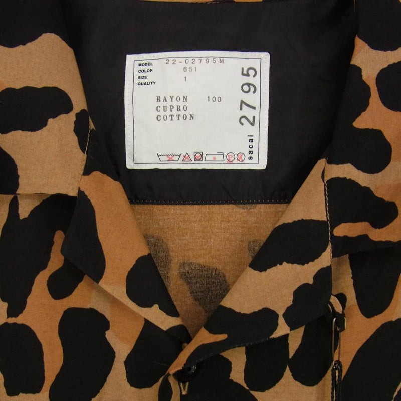 Sacai サカイ 22SS 22-02795M Leopard Print Bowling Shirt レオパード プリント ボウリング