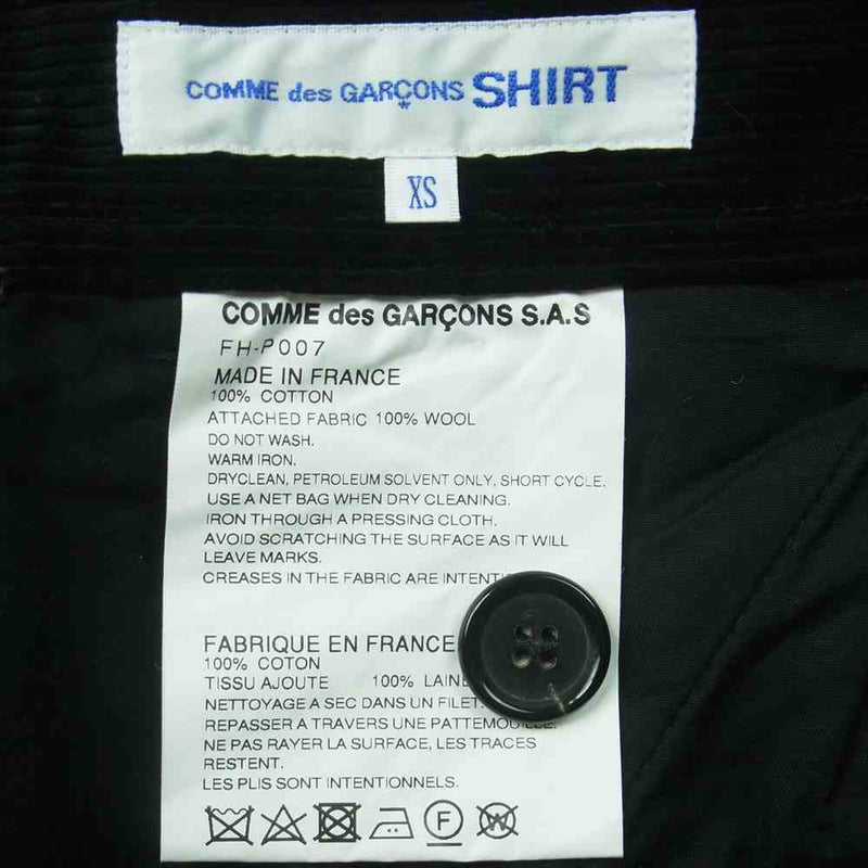 COMME des GARCONS コムデギャルソン SHIRT FH-P007 ツイードパッチワーク コーデュロイ パンツ フランス製 ブラック系  グレー系 XS【美品】【中古】