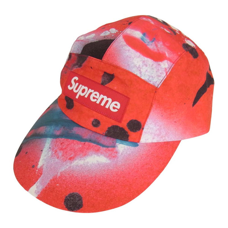 Supreme シュプリーム 20SS GORE-TEX LONG BILL CAMP CAP ゴアテックス 総柄 ペイント プリント ロングビル  キャンプ キャップ レッド系【美品】【中古】