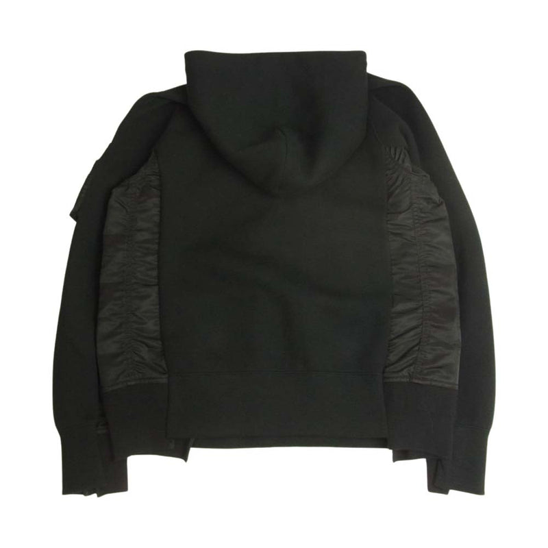 Sacai サカイ SCM-044 MA-1 Hoodie Sponge Sweat 再構築 ドッキング スポンジスウェット フーディ パーカー  ダークネイビー系 1【中古】