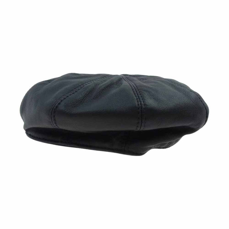 LANGLITZ LEATHERS ラングリッツレザーズ 8Panel beret ゴートスキン ベレー帽 キャップ 帽子 ブラック系【美品】【中古】